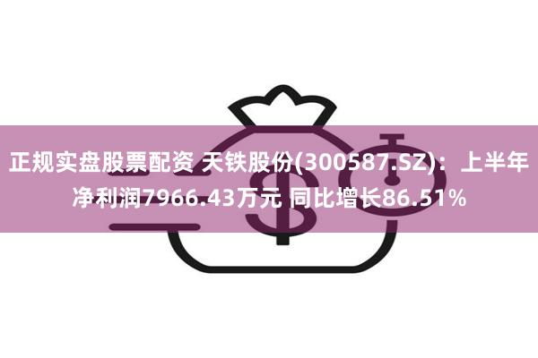 正规实盘股票配资 天铁股份(300587.SZ)：上半年净利润7966.43万元 同比增长86.51%